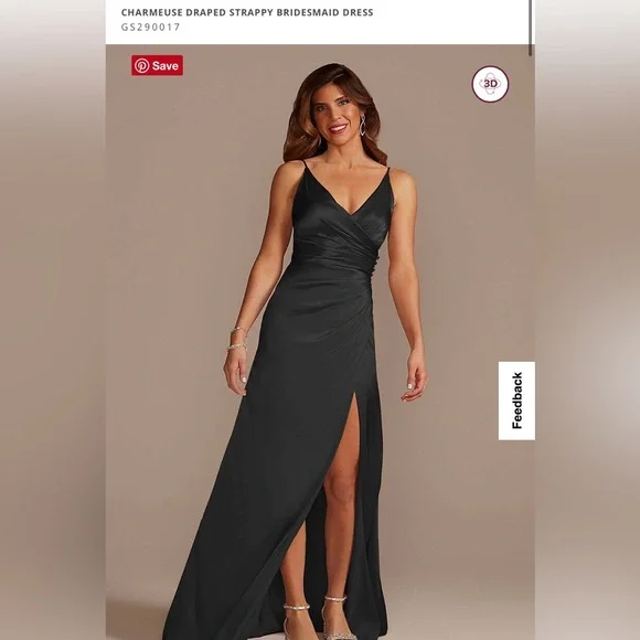 black charmeuse bridesmaid dress V-neck Sleeveless Ankle-Length Charmeuse Bridesmaid Dresses main image 0